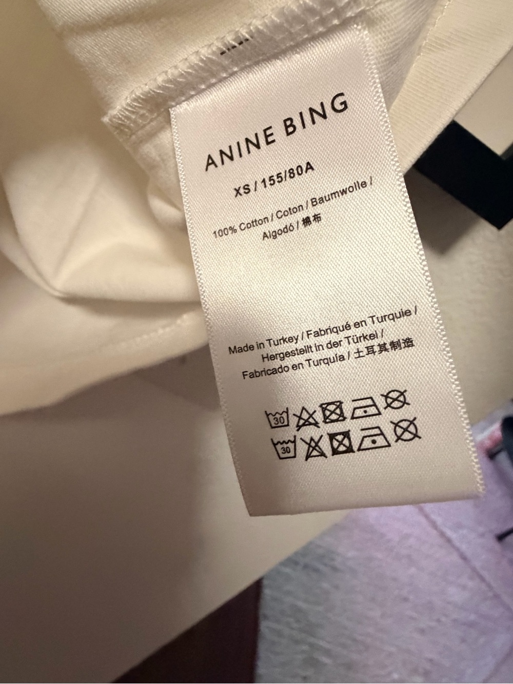 NWT ANINE BING Lili Letterman Tee in Off White SIZE X-SMALL - Picture 8 of 9